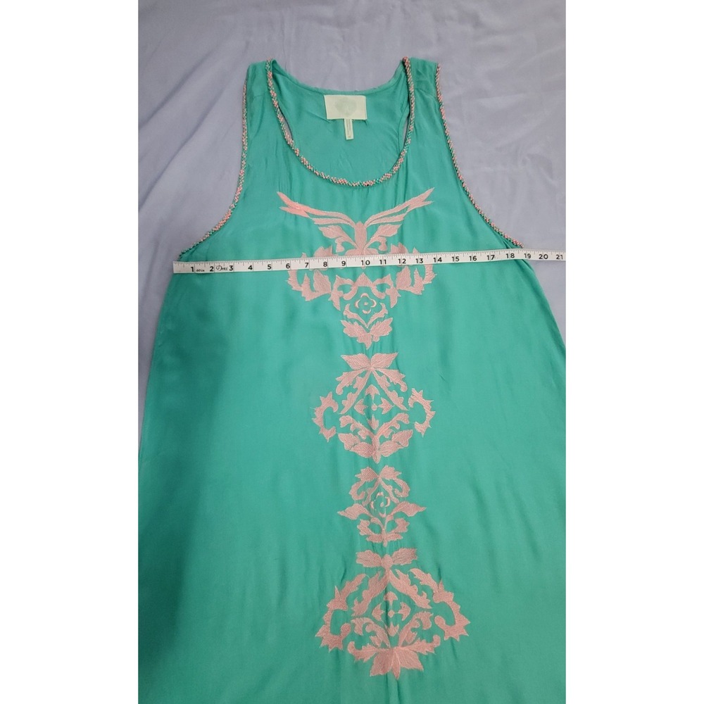 Anthropologie Z&L Europe Women M Turquoise Embroidered Beaded Boho Maxi sz M - Picture 10 of 12